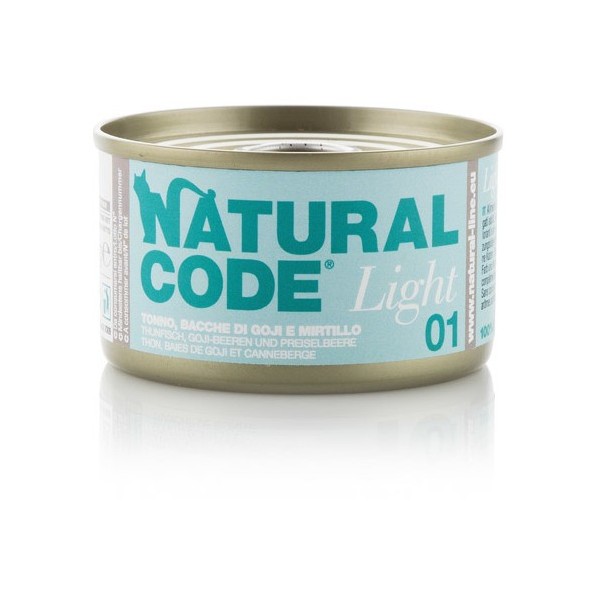 Natural Code Light Tonno, Bacche di Goji e Mirtilli per Gatti 85gr