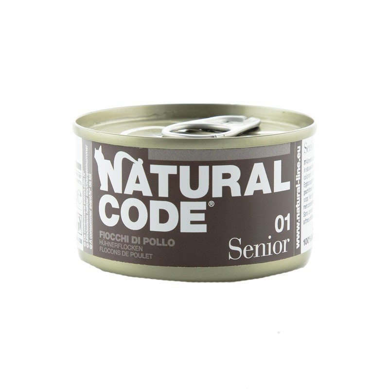 Natural Code Senior Fiocchi di Pollo e Riso per Gatti 85gr