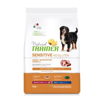 Trainer Natural Sensitive No Gluten Adult Medium - Maxi con Anatra Trainer Natural Sensitive No Gluten Adult Medium - Maxi con Anatra