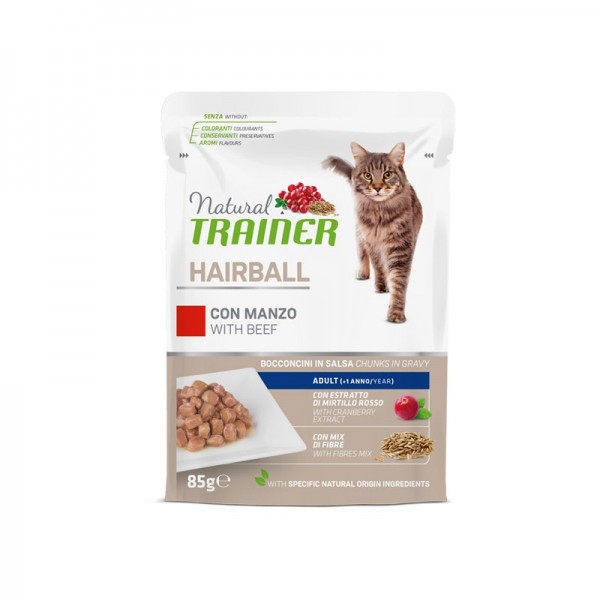 Natural Trainer Hairball Manzo per Gatti in Busta