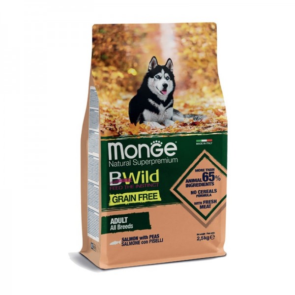 Monge Dog BWild Grain Free Adult Salmone e Piselli