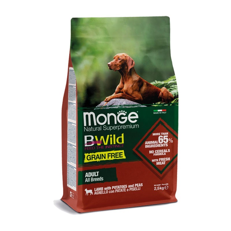 Monge Dog BWild Grain Free Adult Agnello, Patate e Piselli