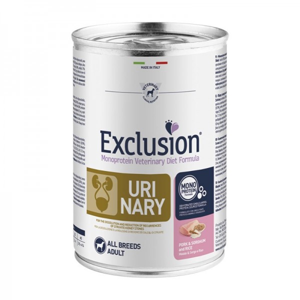 Exclusion Vet Diet Urinary All Breeds Adult Umido Maiale e Sorgo