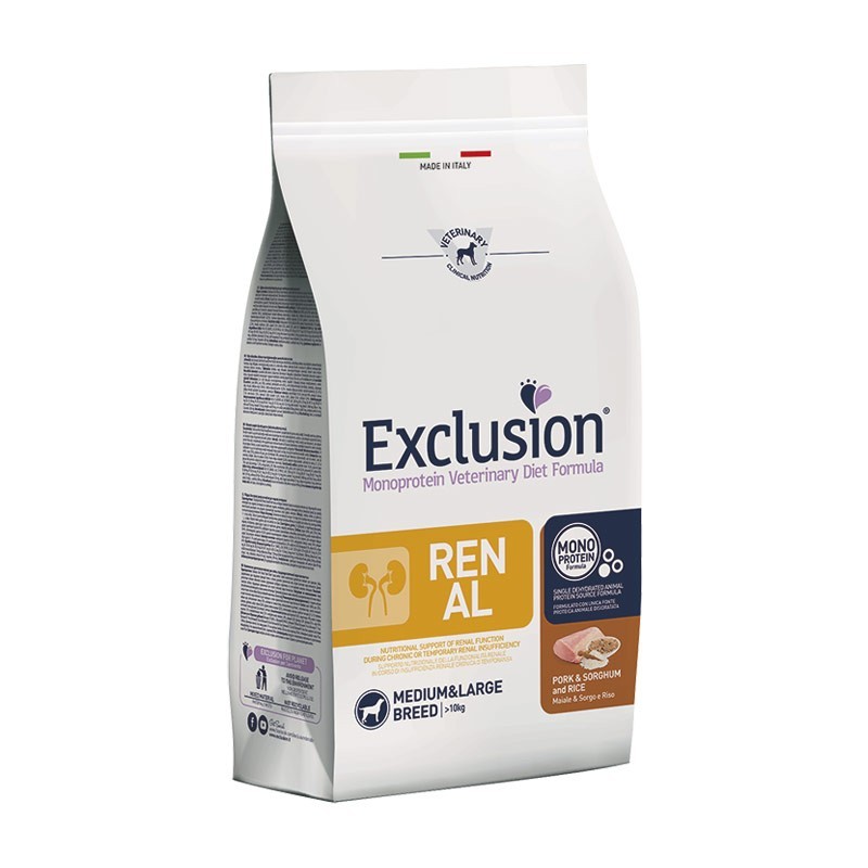 Exclusion Vet Diet Renal Adult Medium & Large Breed Maiale e Sorgo