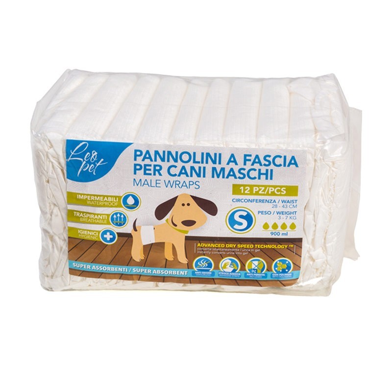 Leopet Pannolini a Fascia per Cani Maschi 12 pz