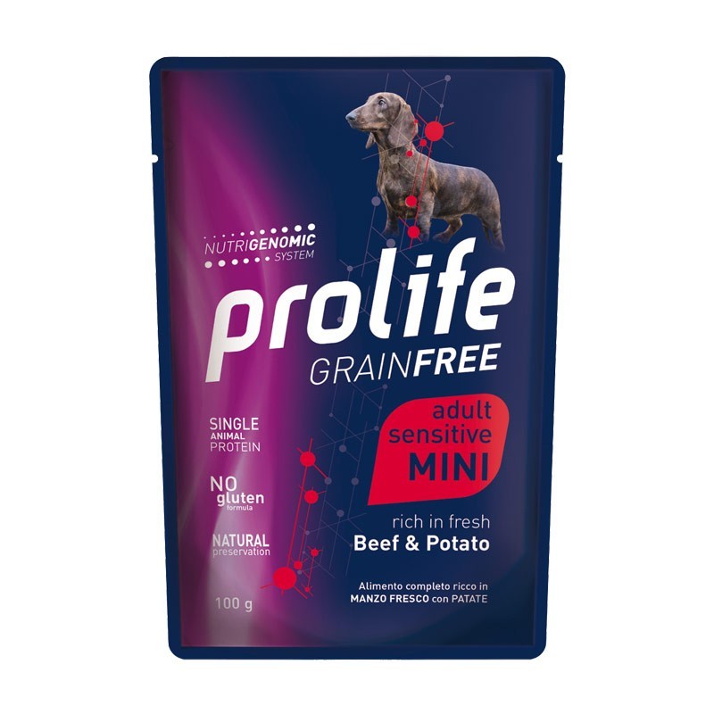 Prolife Grain Free Adult Sensitive Mini Manzo e Patata Umido per Cani