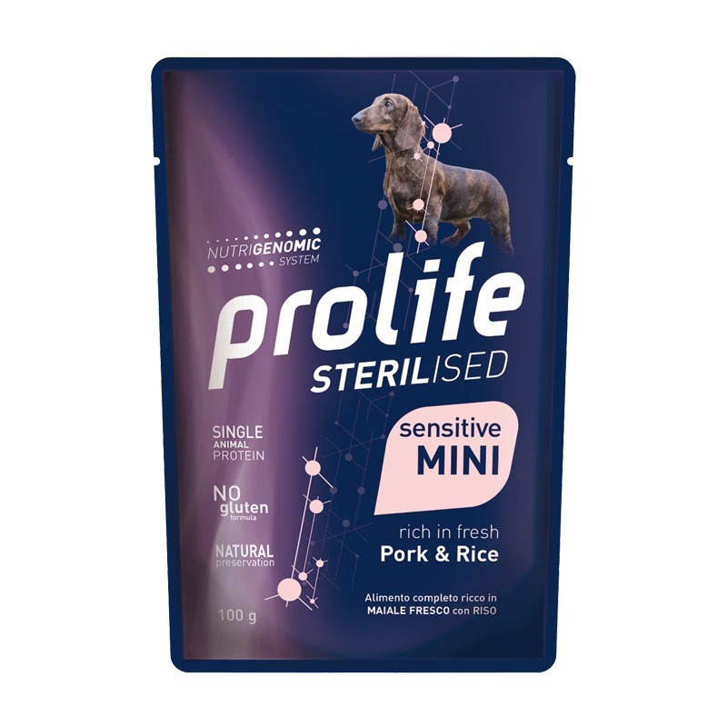 Prolife Sterilised Sensitive Maiale e Riso Adult Mini Umido per Cani