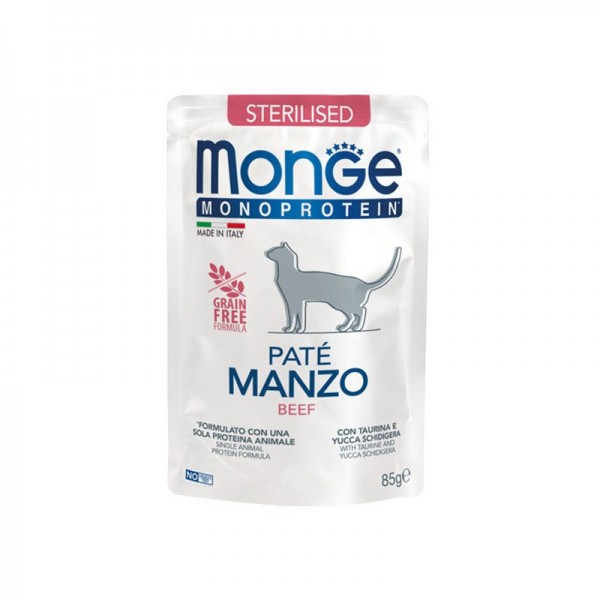 Monge Cat Sterilised Monoprotein Paté Manzo per Gatti