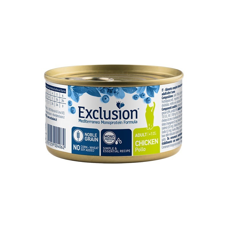 Exclusion Mediterraneo Adult Pollo Noble Grain Umido per Gatti