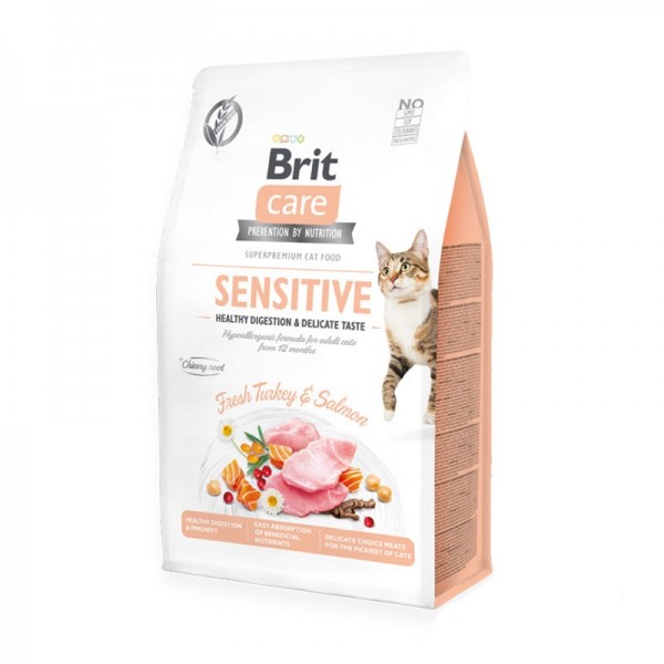 Brit Care Sensitive Tacchino Fresco e Salmone Adult Grain Free per Gatti