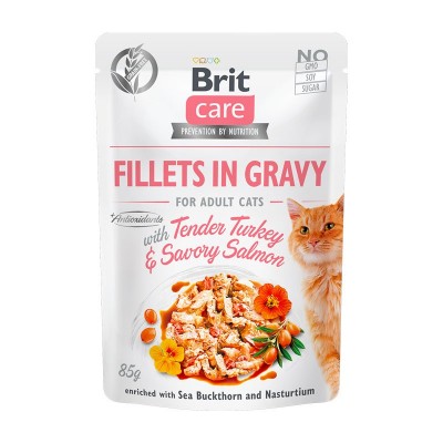 Brit Care Sterilized Filetti con Tacchino e Salmone in Salsa per Gatti