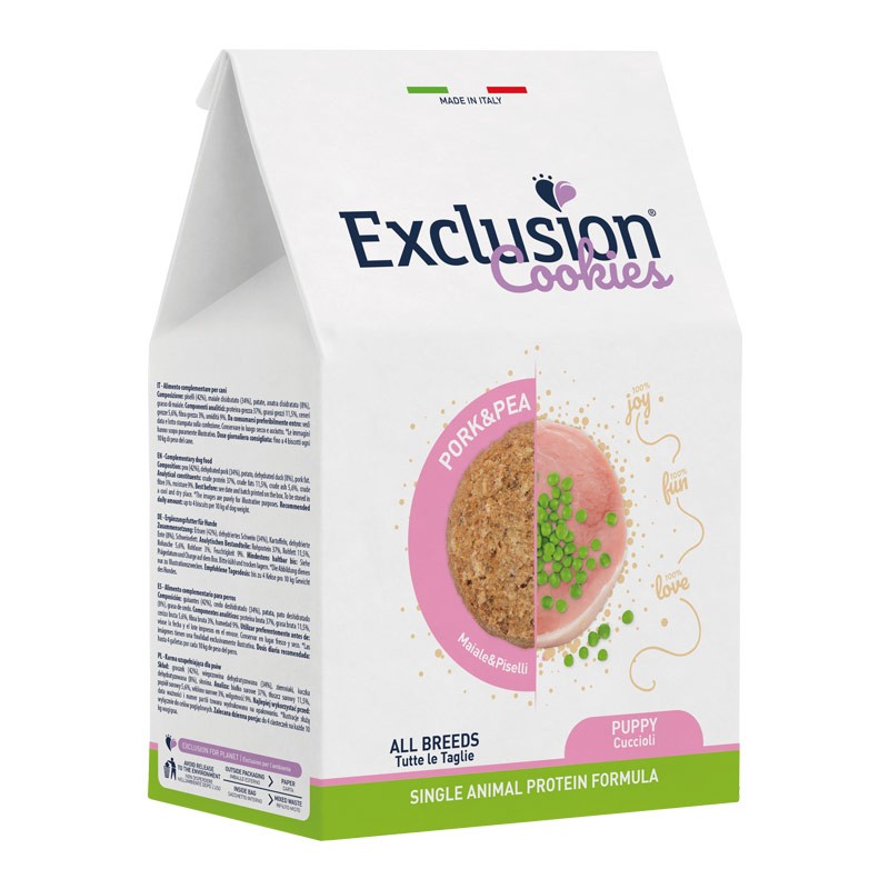 Exclusion Cookies Monoprotein Puppy All Breeds Maiale e Piselli per Cani