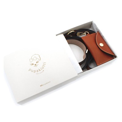 Pupakiotti Premium Set 3 Pezzi Collare, Guinzaglio e Dispenser Marrone