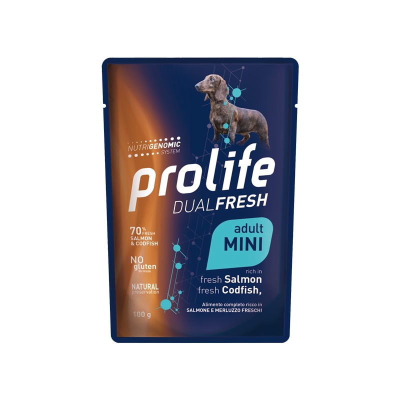 Image of Prolife Dual Fresh Salmone e Merluzzo Adult Mini Umido per Cani