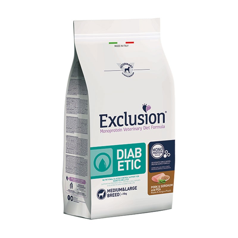 Exclusion Diet Diabetic Maiale, Sorgo e Piselli Medium & Large Breed per Cani