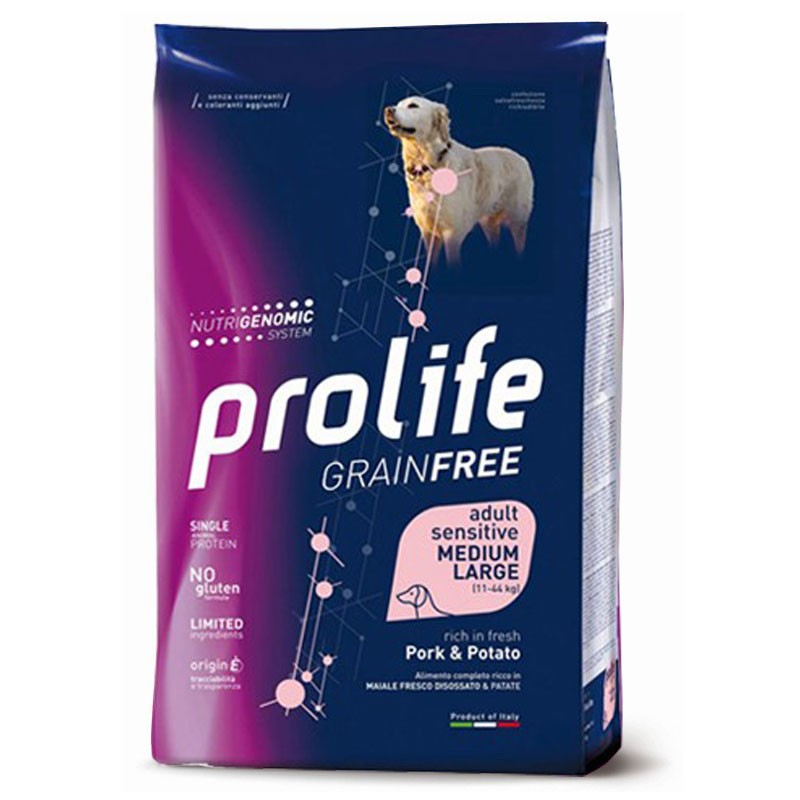 Prolife Grain Free Adult Sensitive Medium/Large Maiale e Patate per Cani