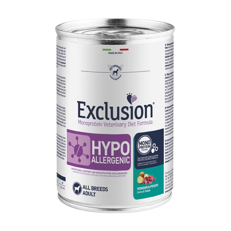 Exclusion Diet Hypoallergenic Cervo e Patate Adult All Breed Umido per Cani