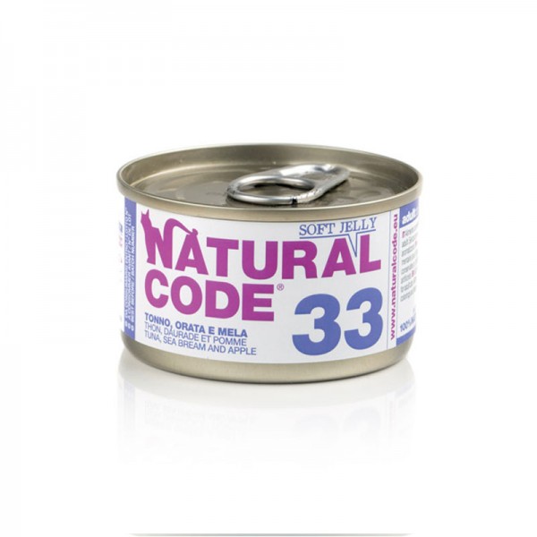 Natural Code 33 Jelly Tonno, Orata e Mela per Gatti 85gr
