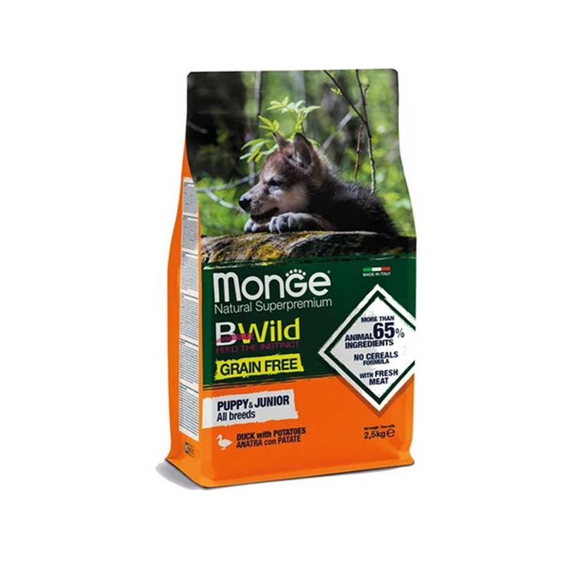 Monge BWild Grain Free Puppy Anatra e Patate per Cani