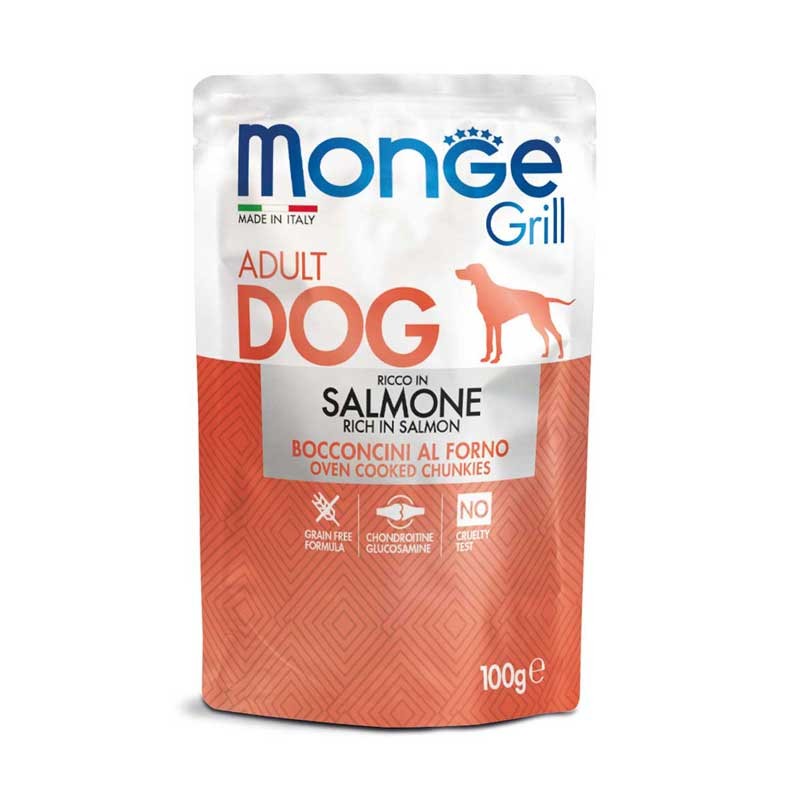 Image of Monge Bocconcini Grill con Salmone per Cani