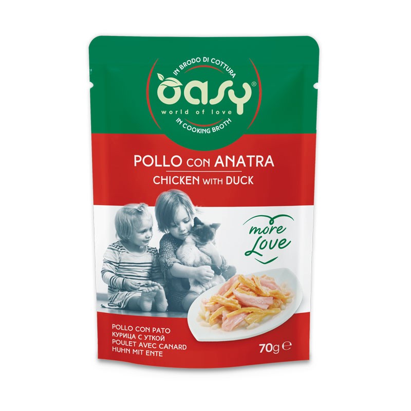 Oasy More Love Pollo e Anatra in Busta per Gatti 70gr