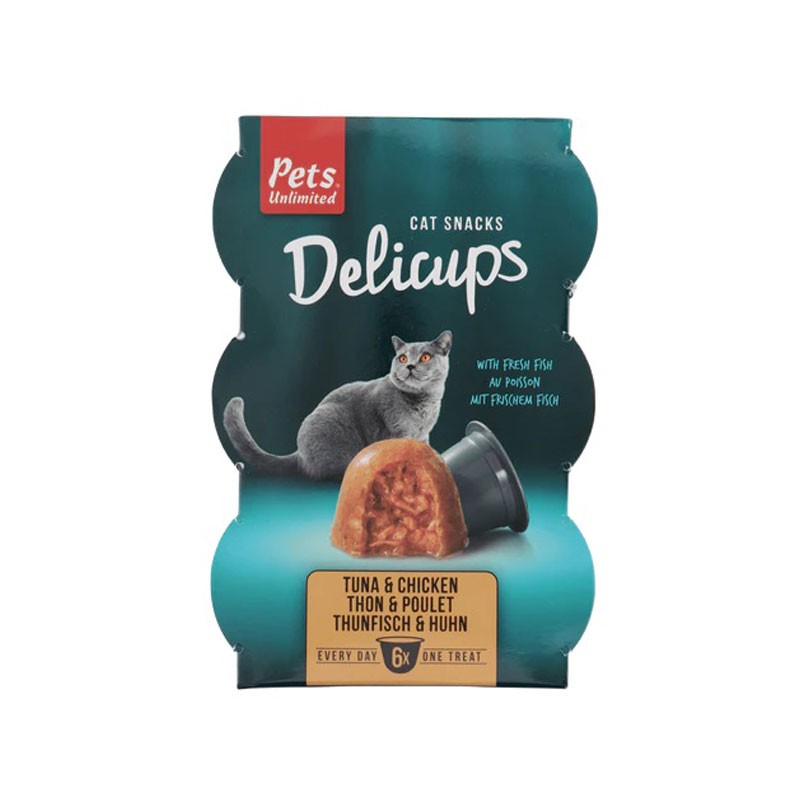 Image of Pets Unlimited Delicups Tonno e Pollo Snack per Gatti