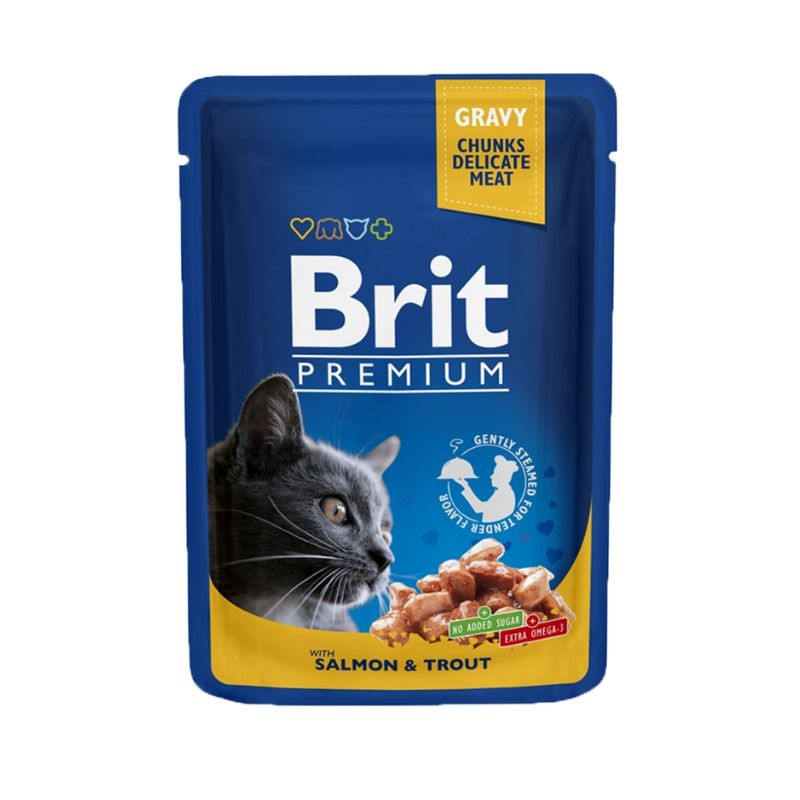 Image of Brit Premium Pezzi di Salmone e Trota per Gatti