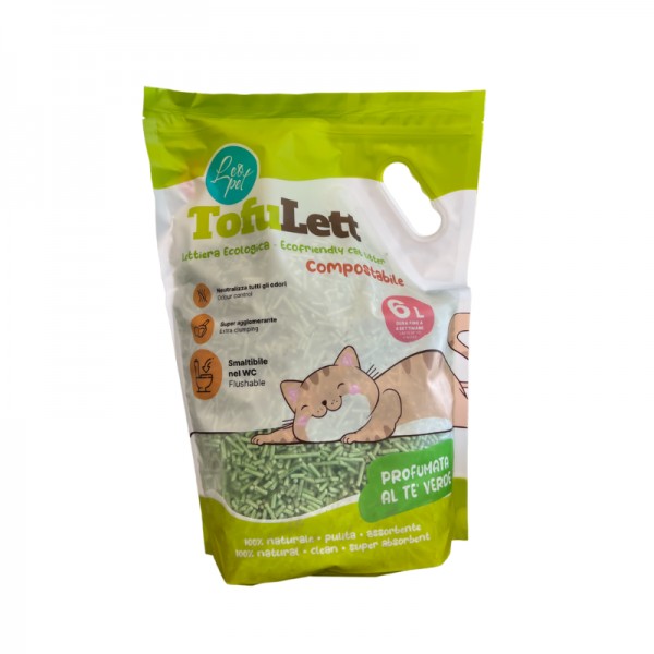 Leopet Tofulet Lettiera al Tofu con The Verde
