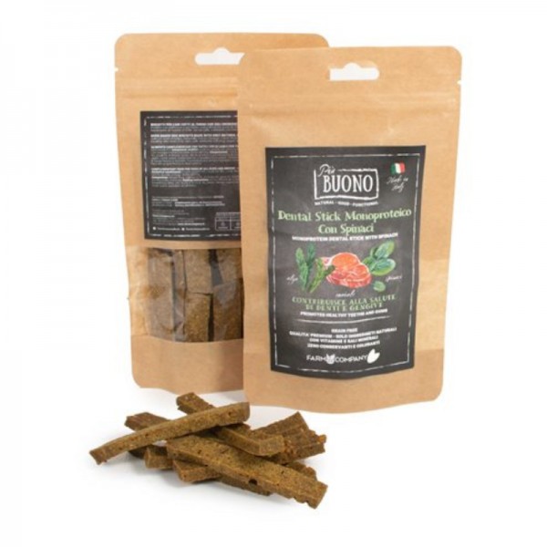 Più Buono Dental Stick Monoproteico con spinaci per Cani