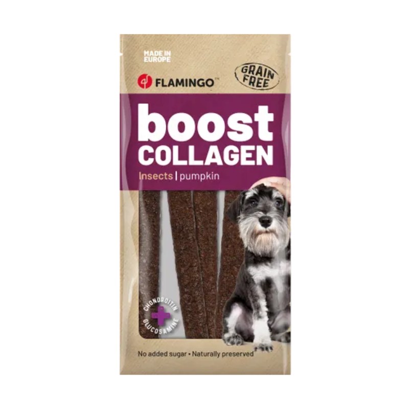 Flamingo Snack Boost con Salsiccia Insetti e Collagene per Cani