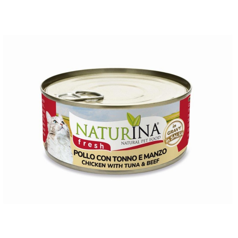 Image of Naturina Fresh Pollo, Tonno e Manzo in salsa per Gatti