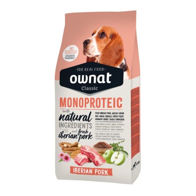 Ownat Dog Monoprotein Adult Maiale Iberico, Mela e Riso per Cani