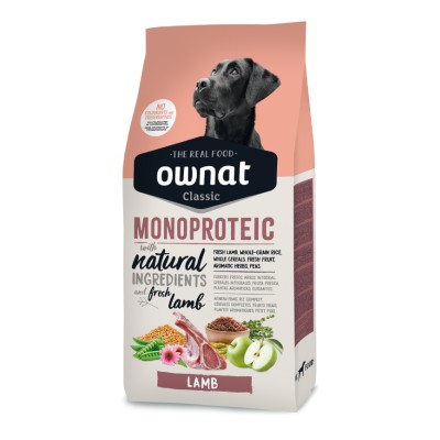 Ownat Dog Monoproteic Adult Agnello, Mela e Riso per Cani