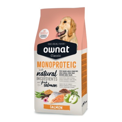 Ownat Dog Monoproteic Adult Salmone, Mela e Riso per Cani
