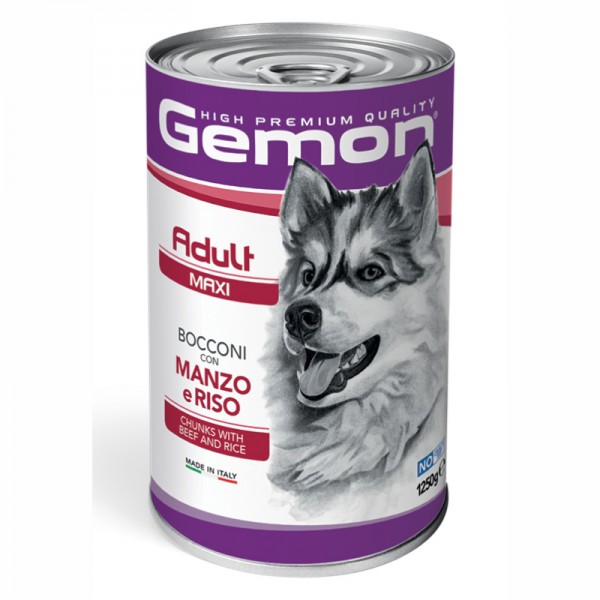 Gemon Adult Maxi Bocconi con Manzo e Riso per Cani