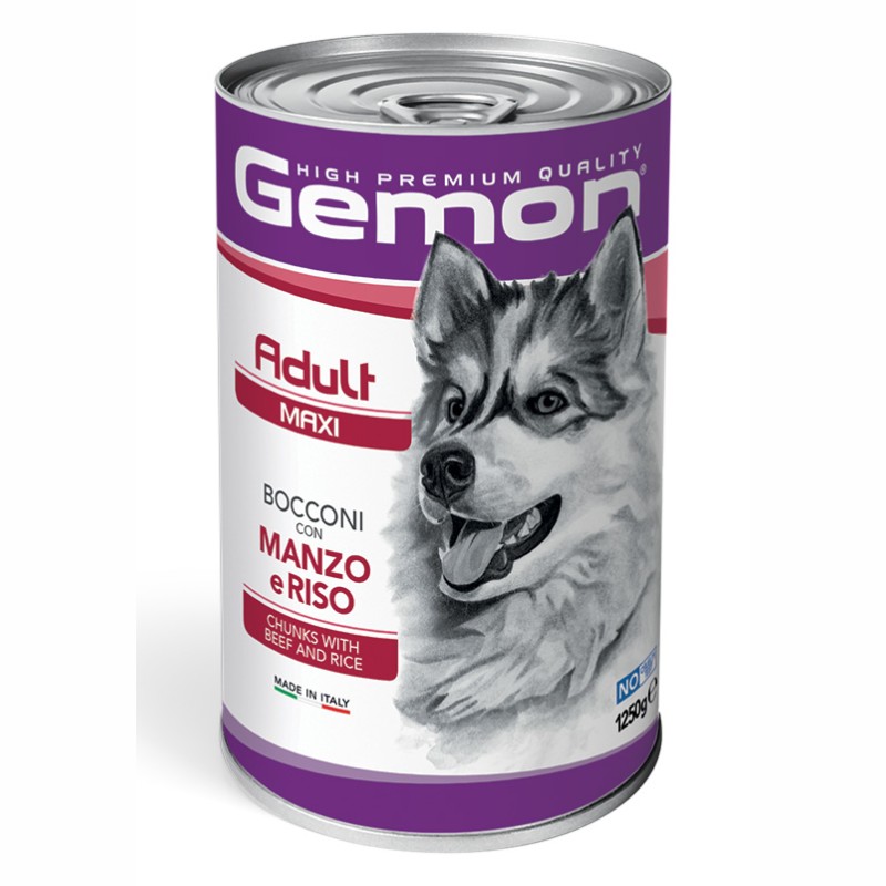 Gemon Adult Maxi Bocconi con Manzo e Riso per Cani