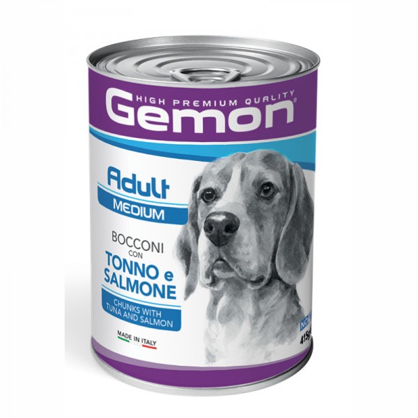 Gemon Medium Adult Bocconi con Tonno e Salmone per Cane