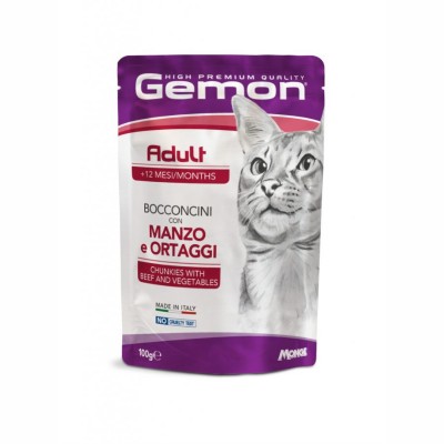 Gemon Adult Bocconcini con Manzo e Verdure per Gatti