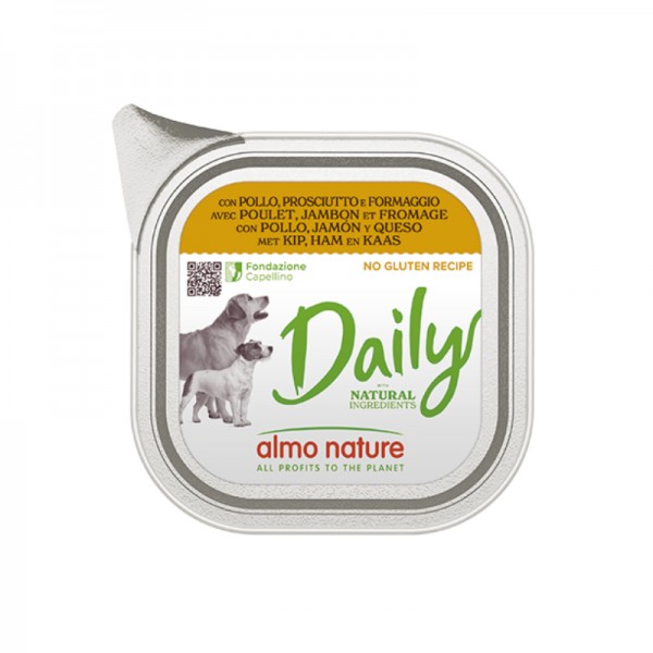 Almo Nature Daily con Pollo, Prosciutto e Formaggio per Cani