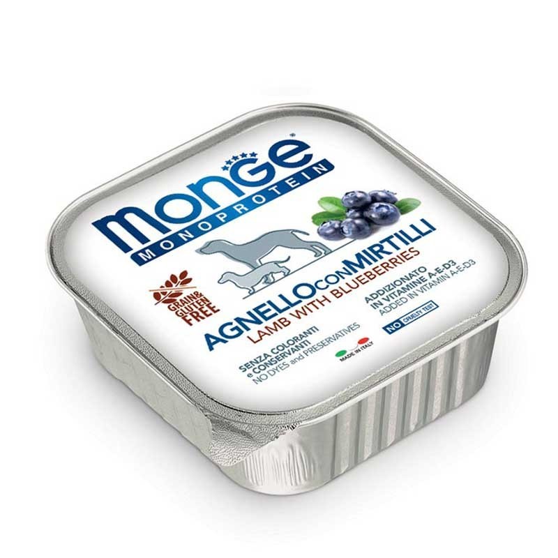 Image of Monge Monoprotein Agnello con Mirtilli per Cani 150gr