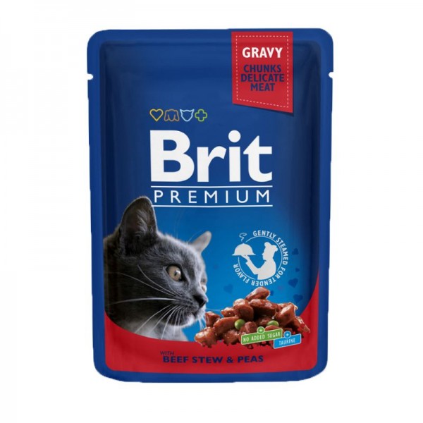 Brit Premium Pezzi di Manzo e Piselli per Gatti